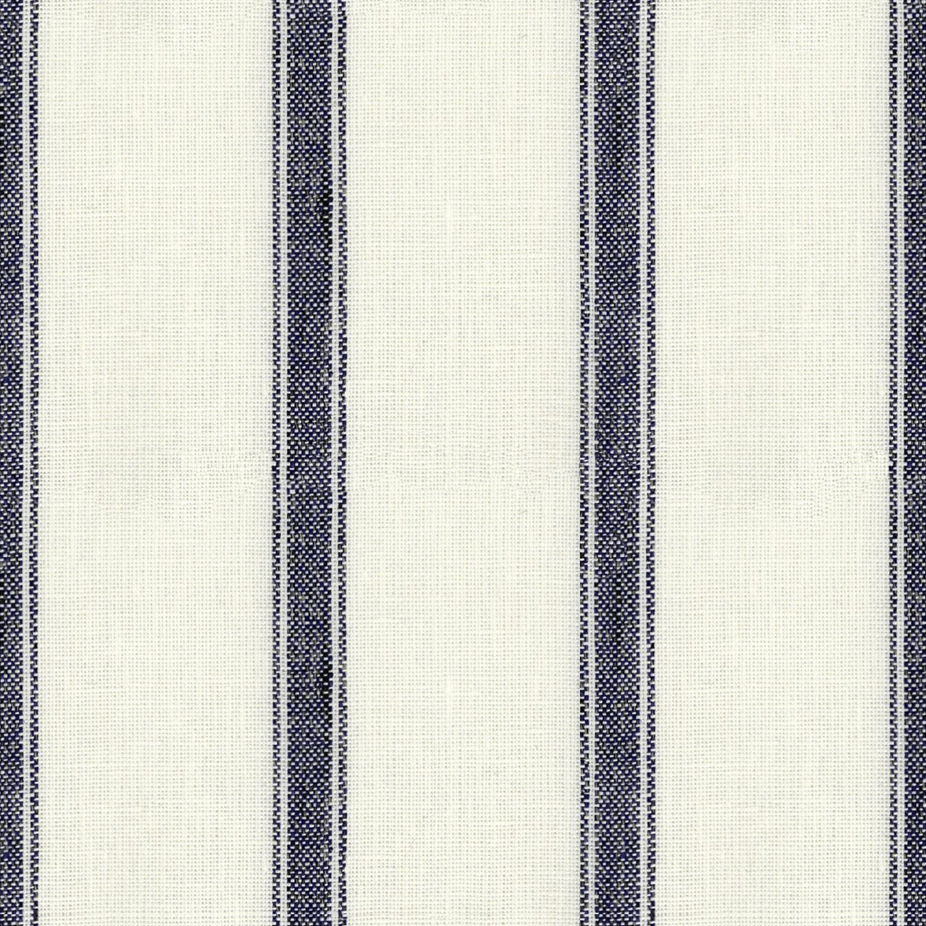 Navy coloured Ian Mankin Angus Stripe fabric swatch